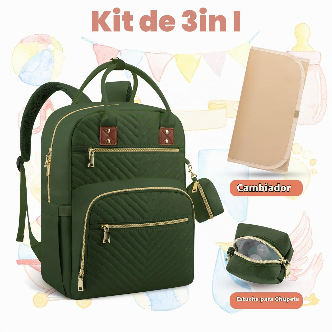 Tenot Mochila para pañales de bebé, bolsas de pañales de viaje para...