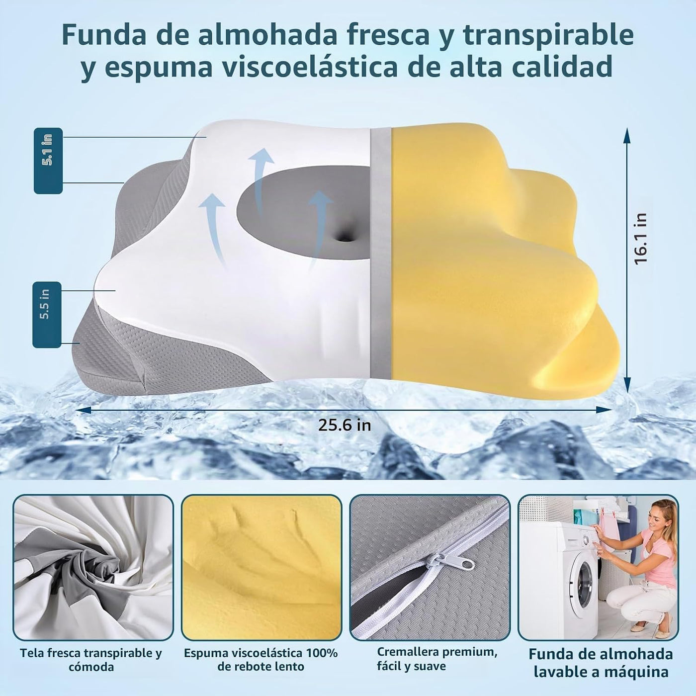 Almohada cervical para el cuello para aliviar el dolor, almohadas d...