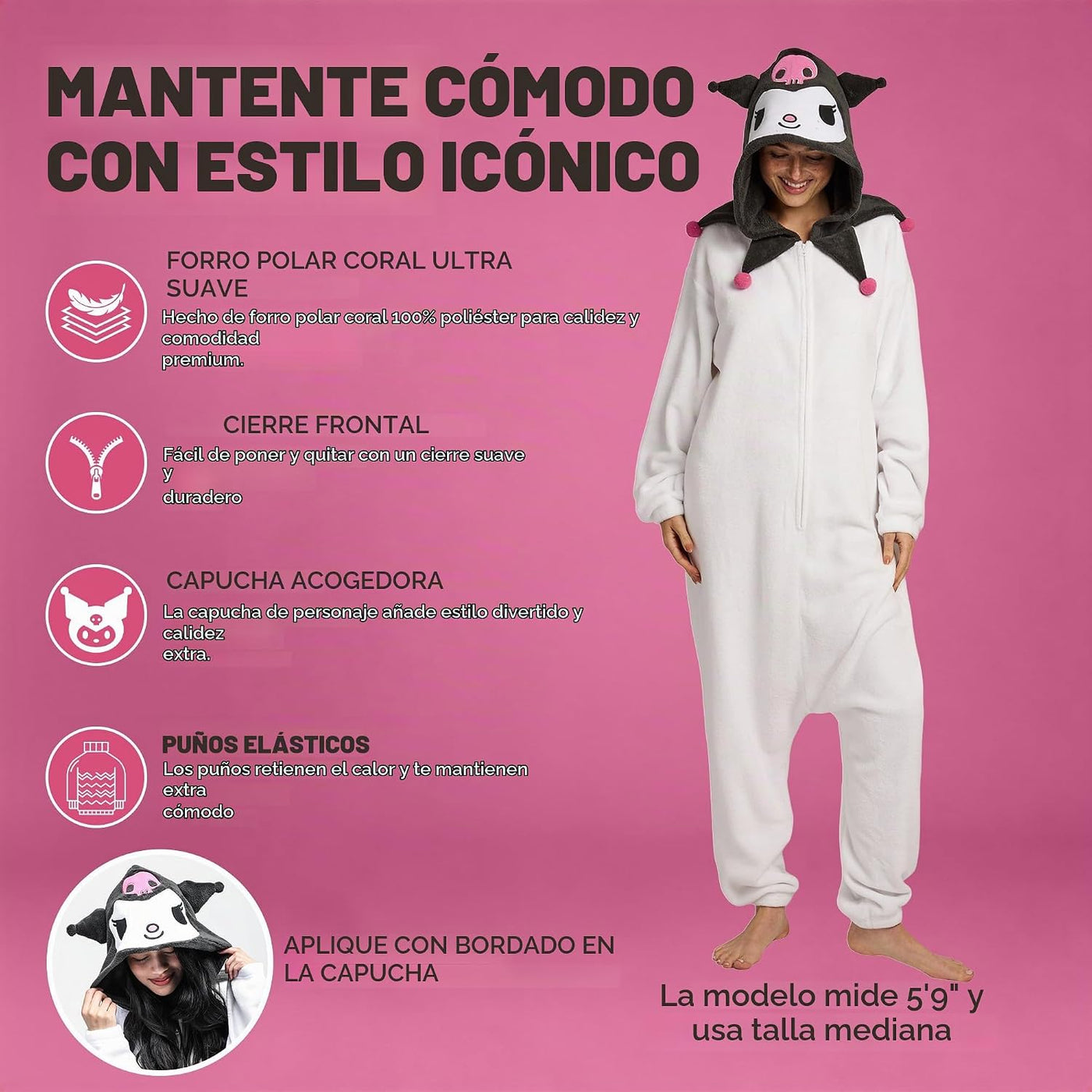 Bioworld Disfraz de Kigurumi con capucha de Hello Kitty