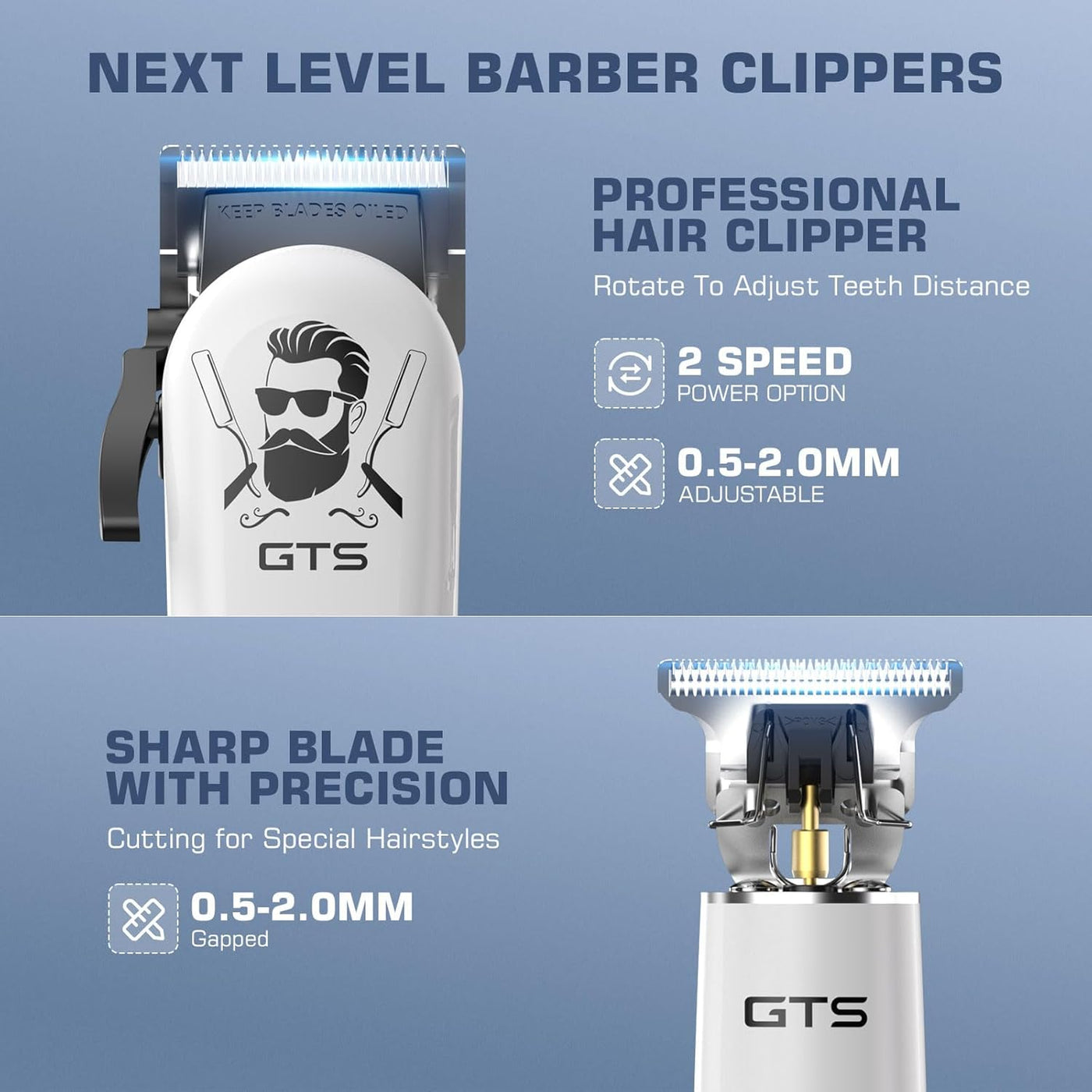GTS PRO Cortadora de pelo para hombre, kit profesional de corte de...