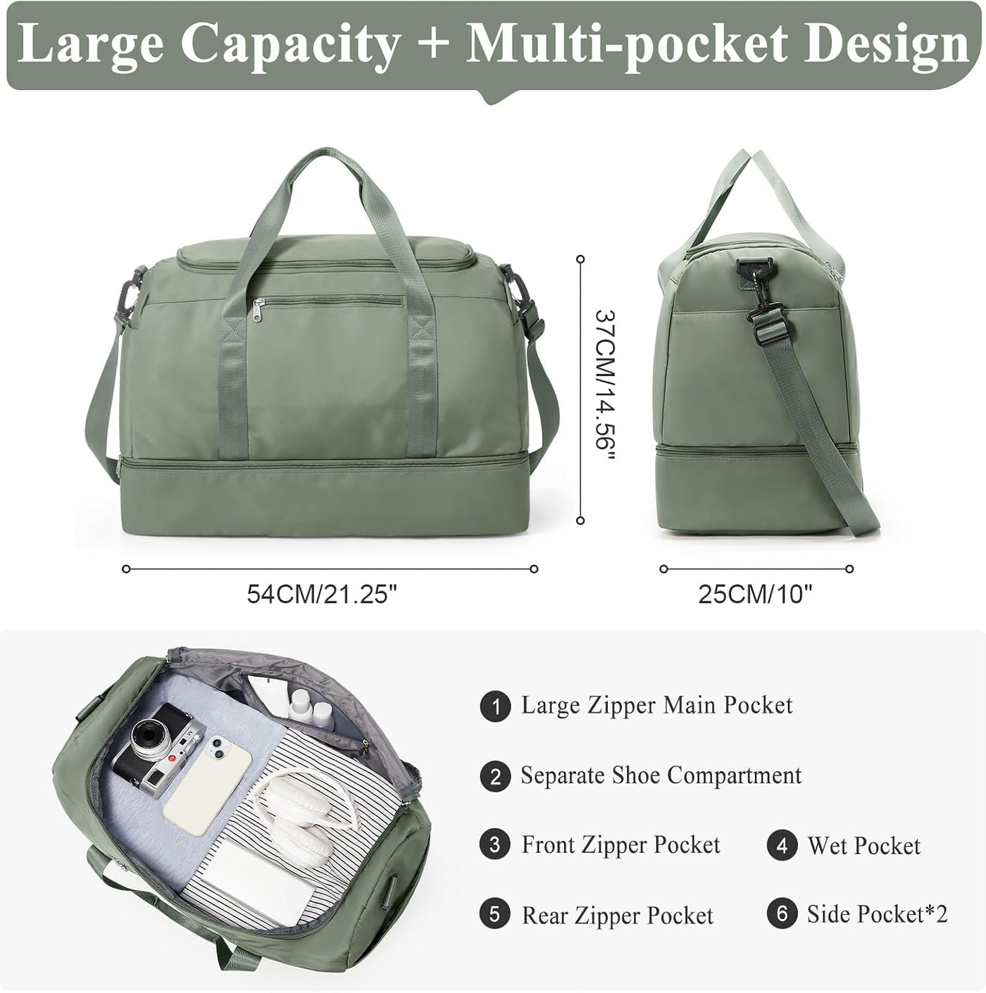 Bolsa de viaje extra grande, bolsas de mano de fin de semana para m...