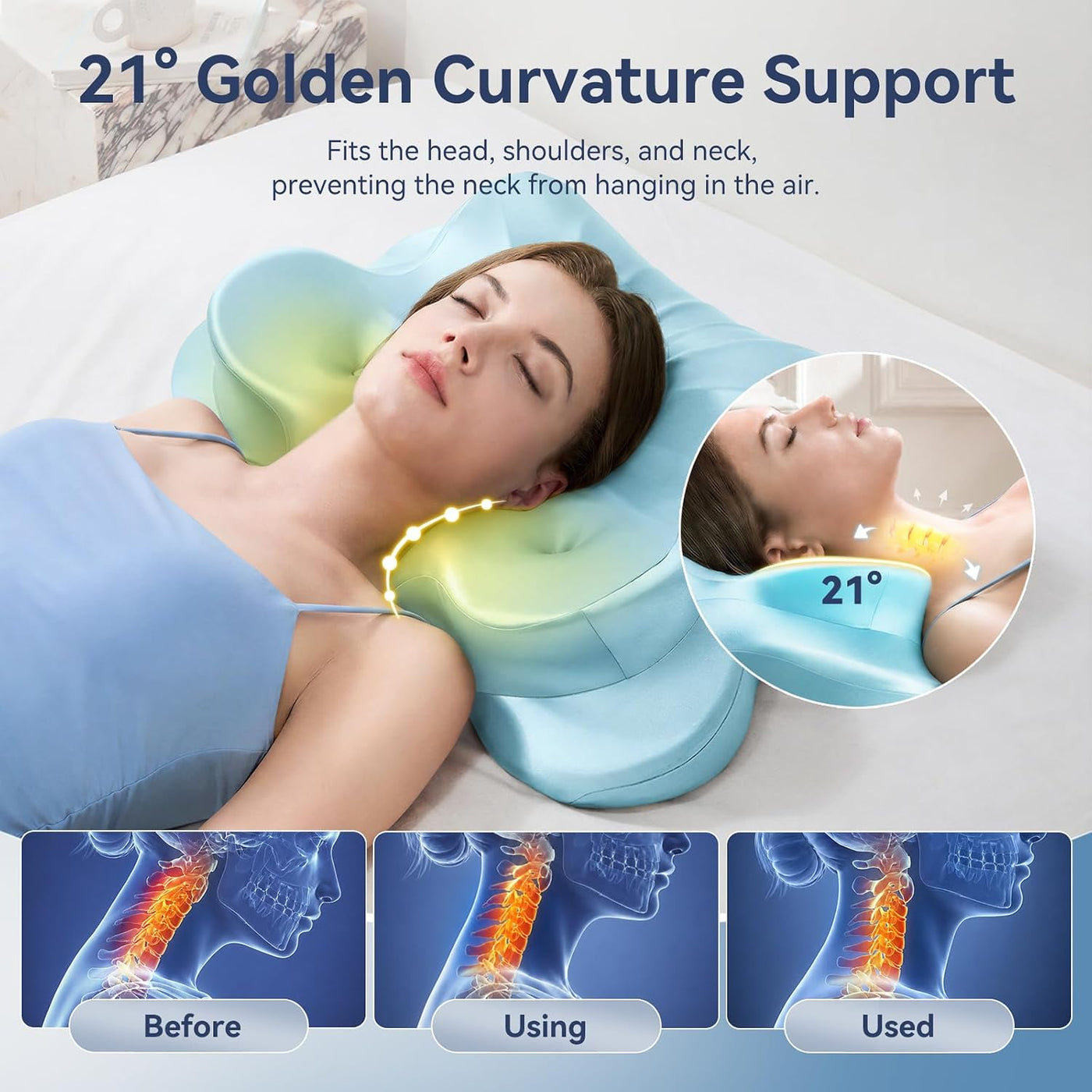 ANYNEST Almohada cervical para dormir, almohada cervical con diseño...