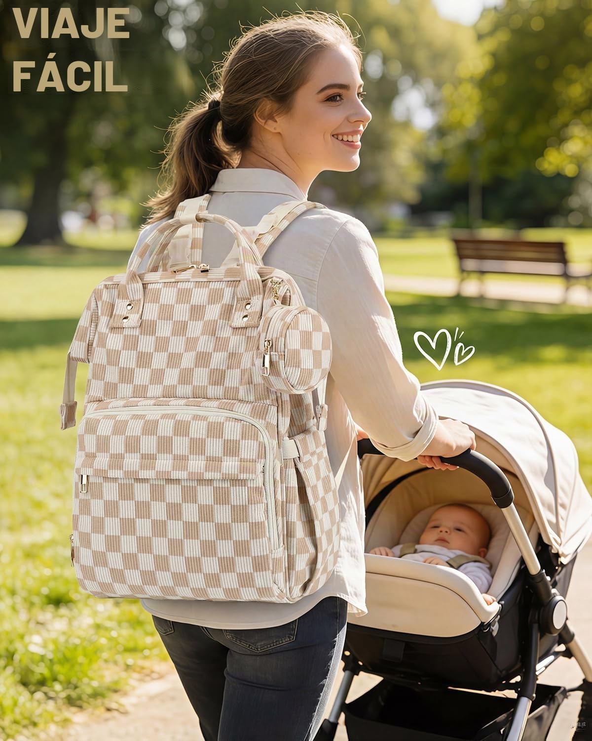 Mochila de pana, bolsa de pañales multifunción de gran capacidad pa...