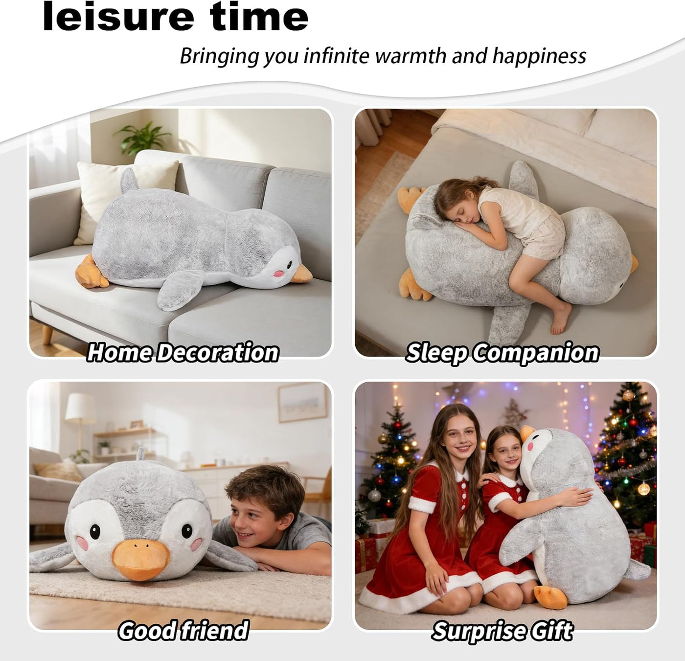 ZBLX Peluche de pingüino gigante, animal de peluche grande de pingü...
