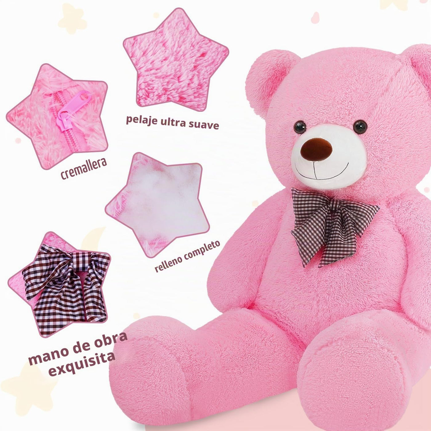SNOWOLF Oso de Peluche Gigante Rosa de 44" Animales de Peluche...