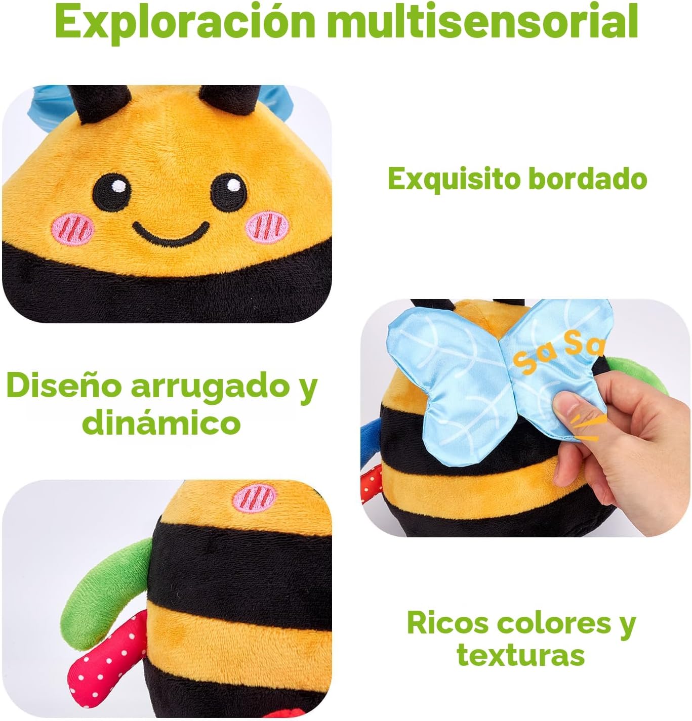 hahaland Juguete musical que rebota la abeja de la felpa que rebota...