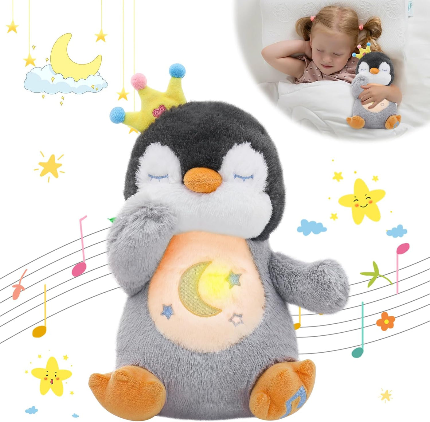 MIAODAM Animal de Peluche Pingüino con Respiración de Felpa para la...