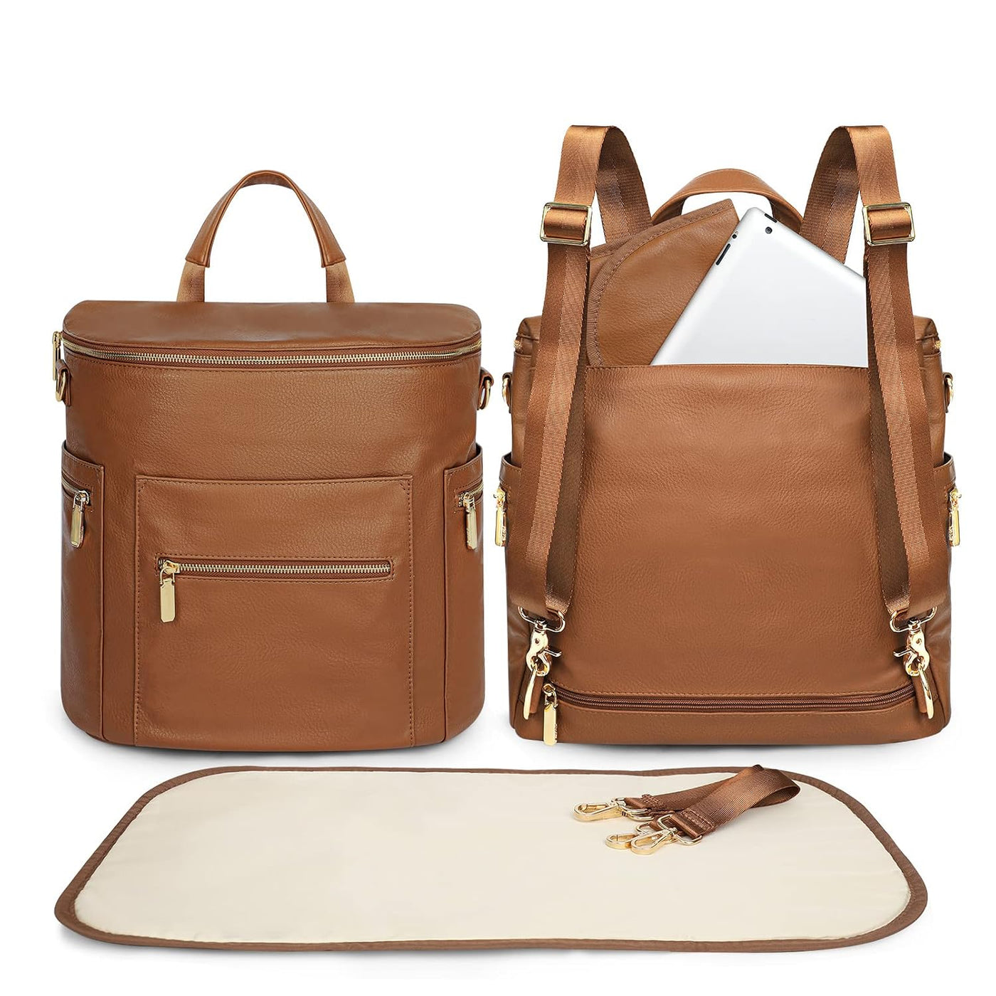 Miss Fong - Pañalera de cuero con cambiador, tipo mochila, bolsa or...