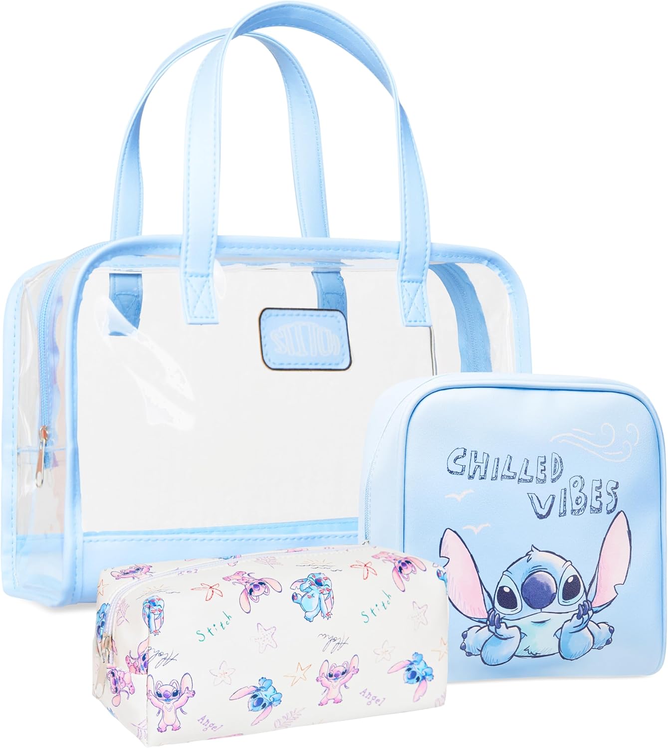 Disney Set de bolsa de aseo Stitch para mujeres y niñas, bolsa de c...