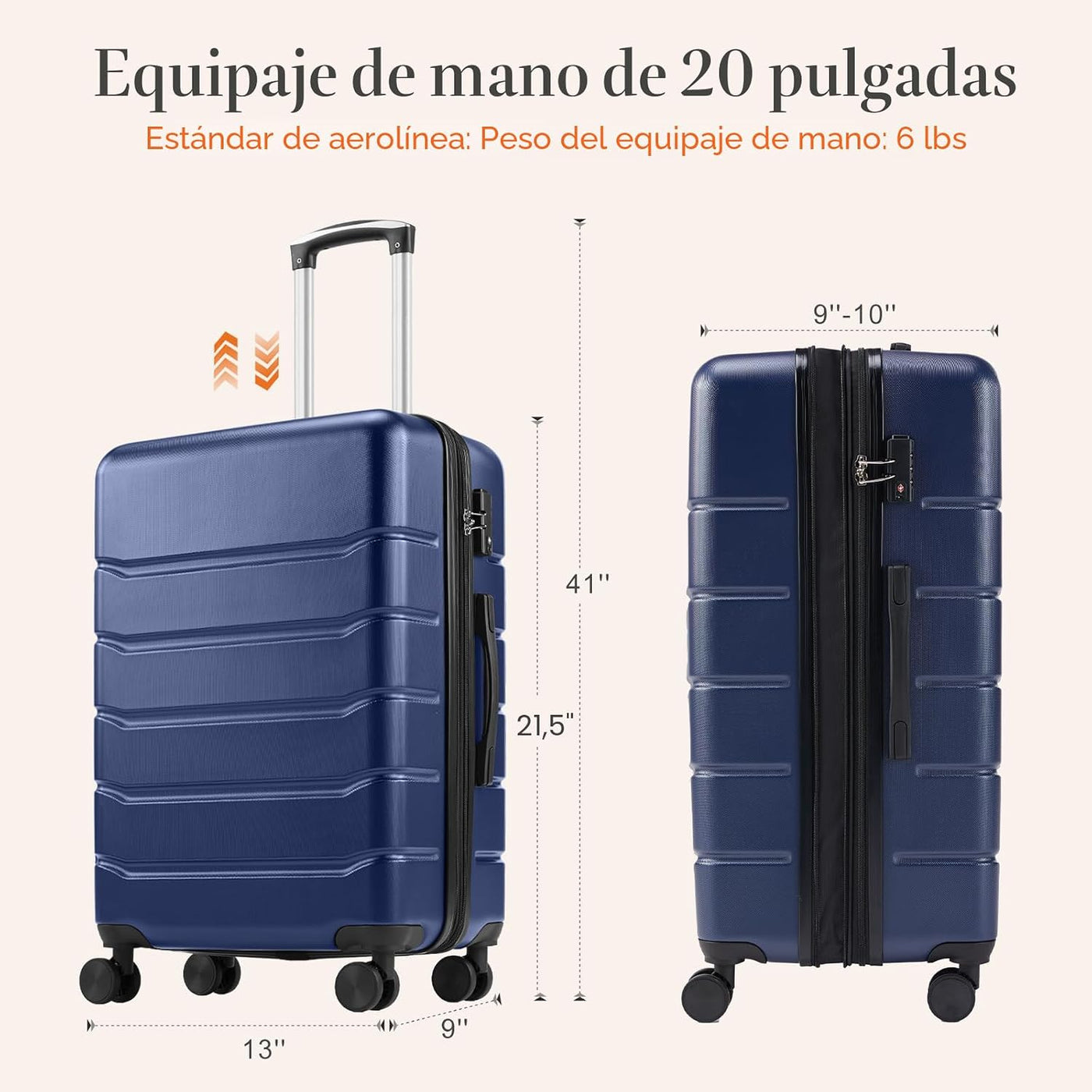 Sweetcrispy Maleta de mano, equipaje con ruedas giratorias, carcasa...