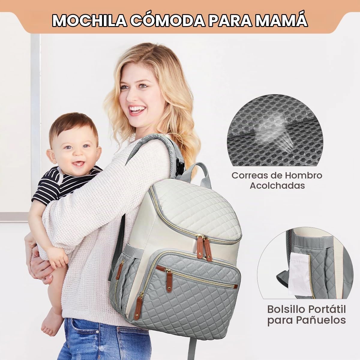 LOVEVOOK Mochila para Pañales de Gran Capacidad con Cambiador Portá...