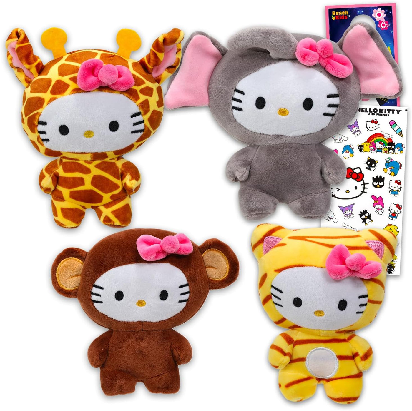 Hello Kitty Juego de juguetes de peluche, paquete de 4 unidades con...