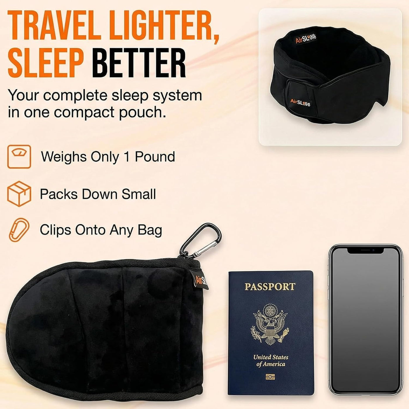 Sistema de apoyo para dormir de avión 3 en 1, accesorios integrados...