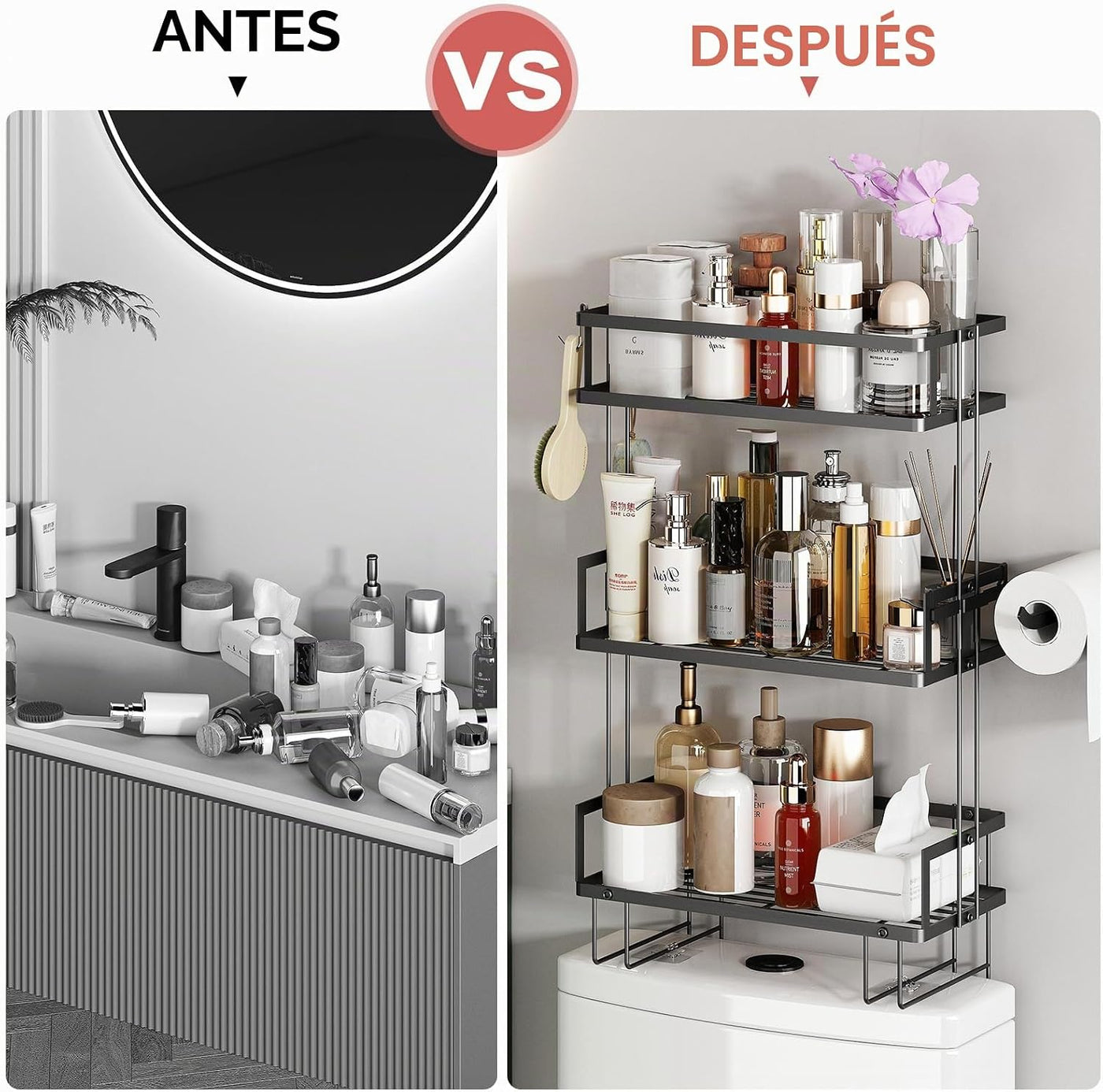 Godboat Organizadores y almacenamiento de baño, estantes de pared d...