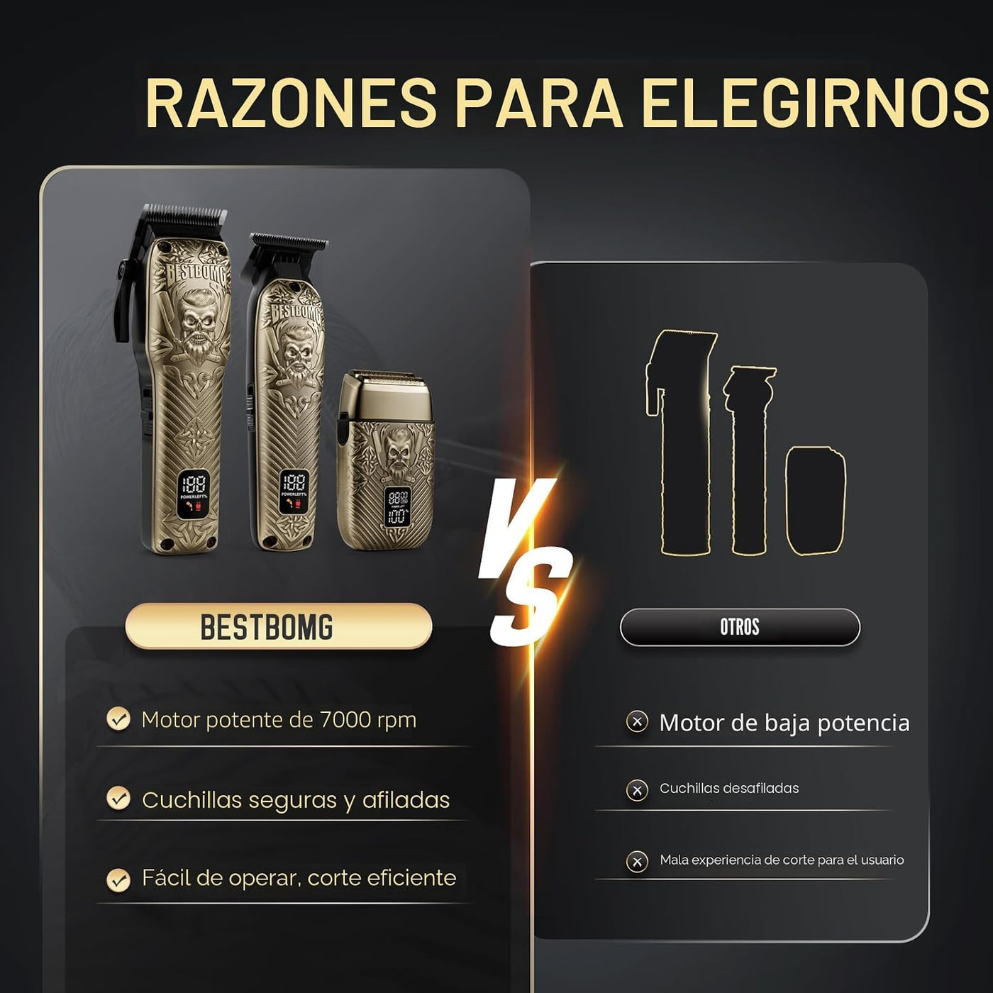BESTBOMG® Cortapelos para hombres, cortapelos profesional, recortad...