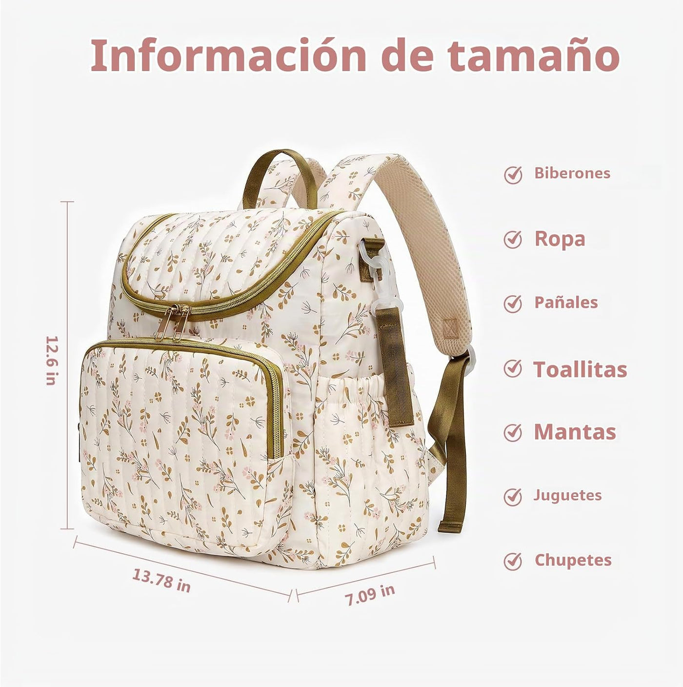 YESFIXS Mochila acolchada para pañales, mochila grande con estampad...
