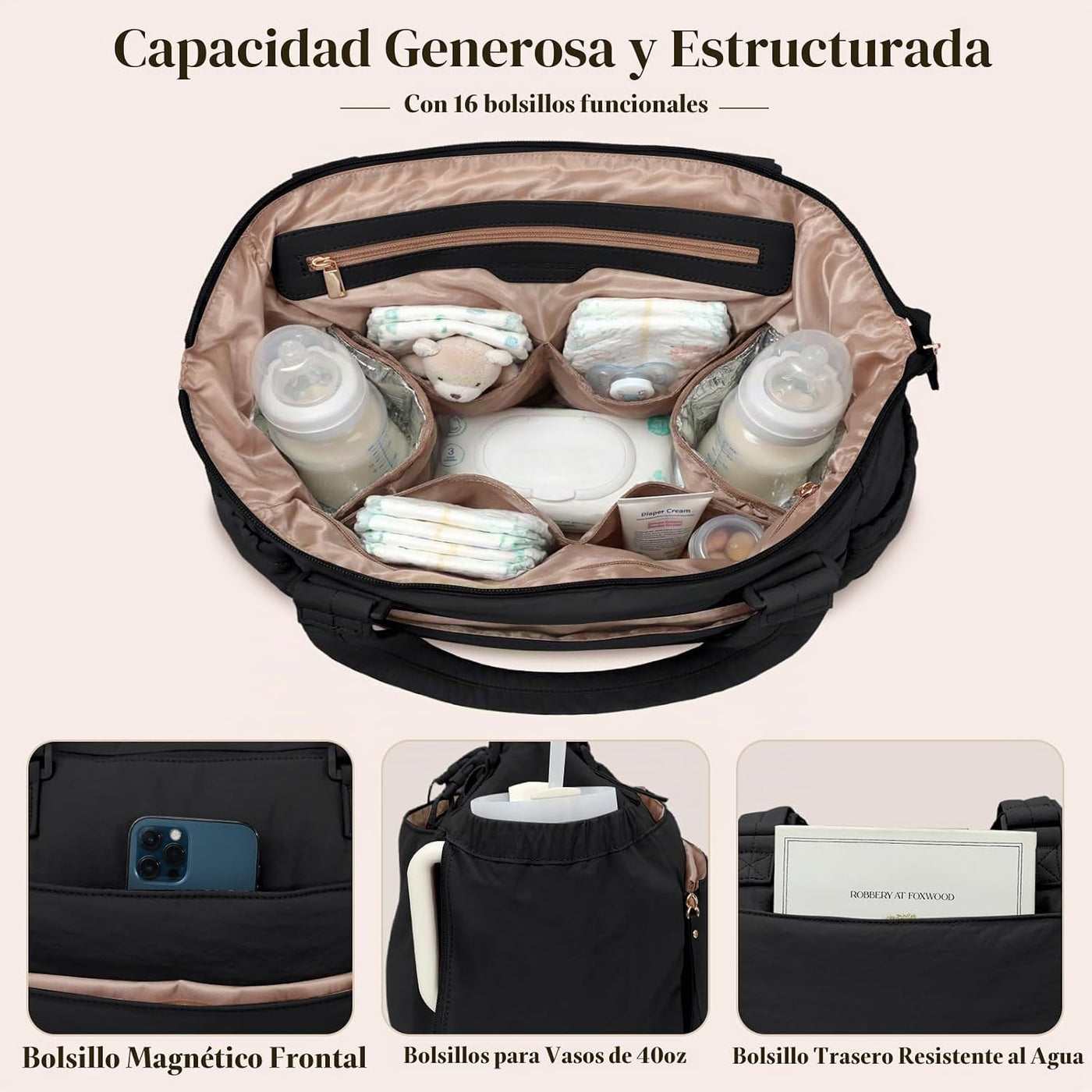 MOMINSIDE Bolsa de pañales con cambiador de pañales, bolsa de pañal...
