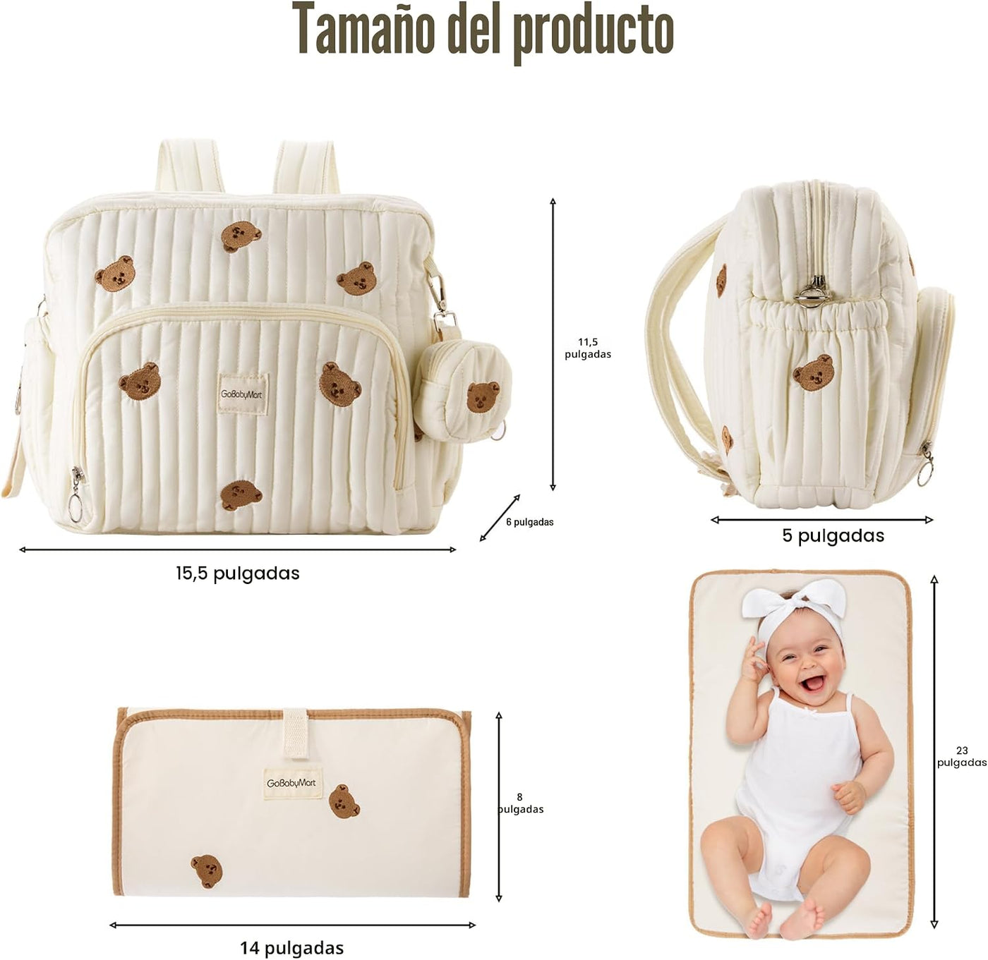 GOBABYMART - Mochila para pañales con cambiador, bolsa de viaje par...