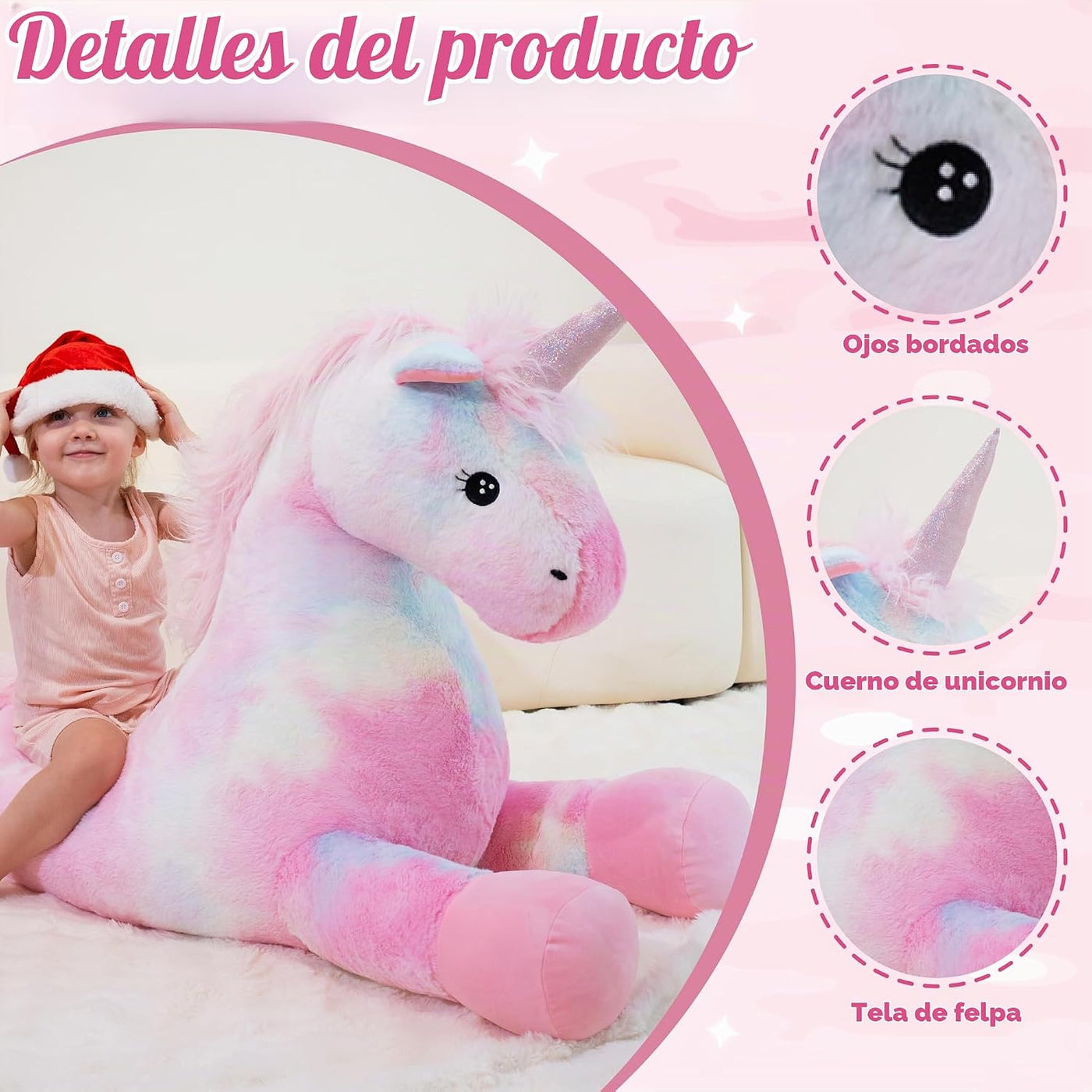 GADXV Peluche de unicornio grande, regalo de unicornio de 44 pulgad...