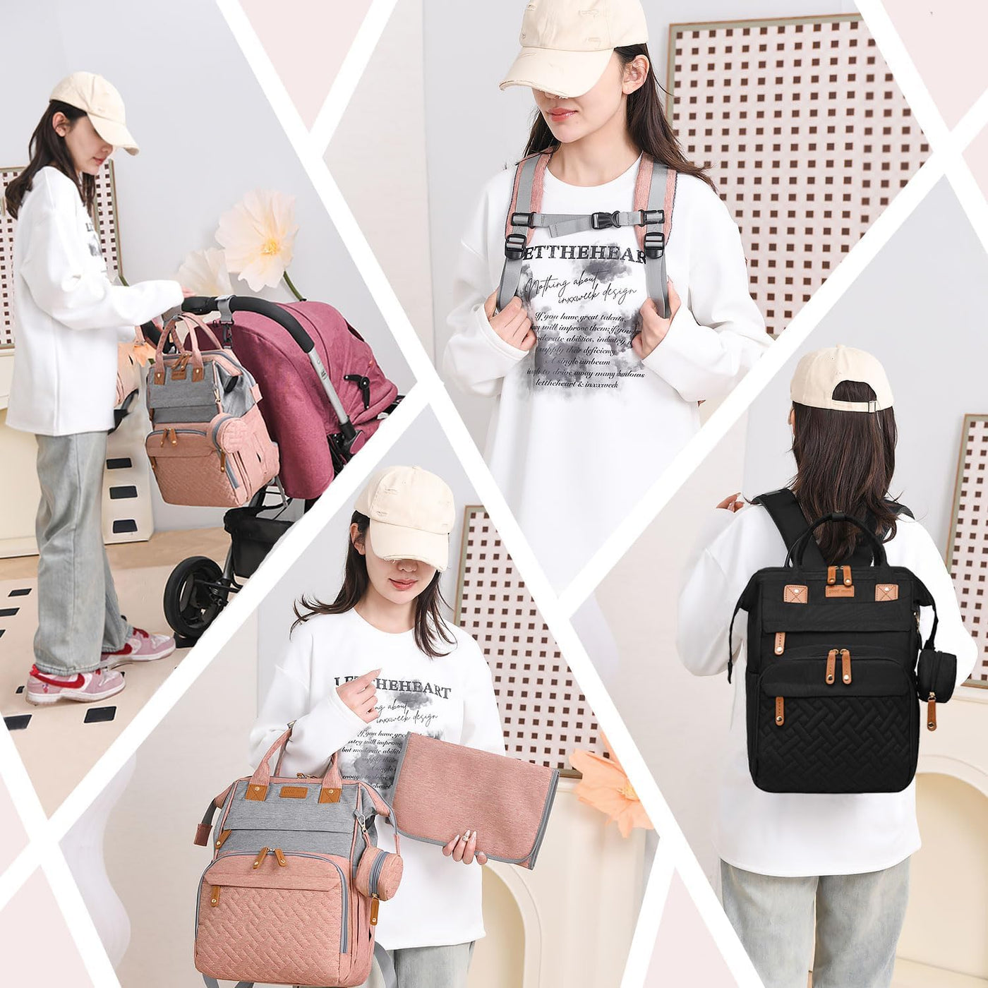 SHITIESHOU Mochila para pañales para mamá y papá, con cambiador, 19...