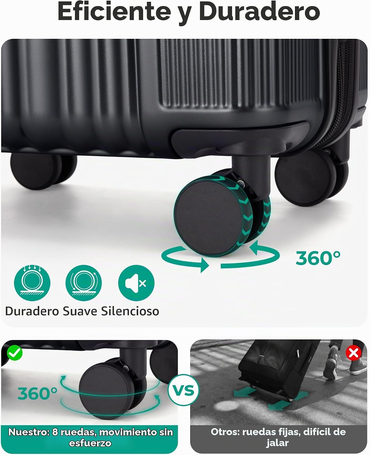 BAGSMART - Maleta de mano 22 x 14 x 9 aprobada por aerolíneas, male...