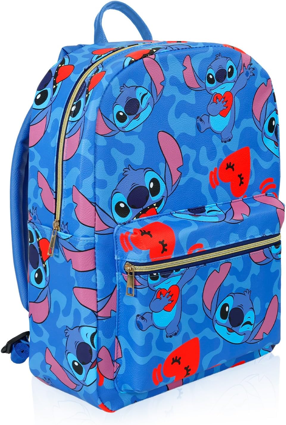 Disney Stitch - Mochila de piel sintética para mujer, paquete con b...