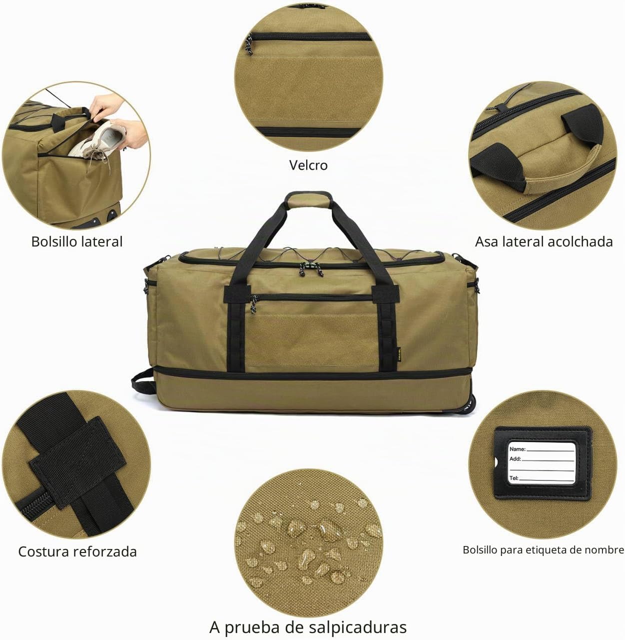Laripwit Bolsa de Lona Plegable con Rueda Extra Grande 167L Expandi...