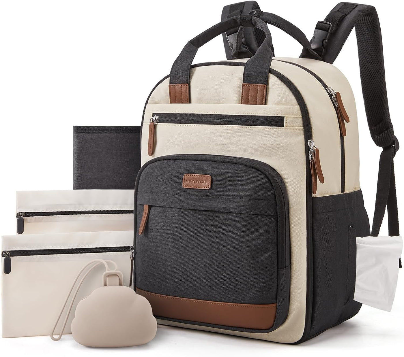 mommore Mochila para pañales con cambiador impermeable, soportes ai...