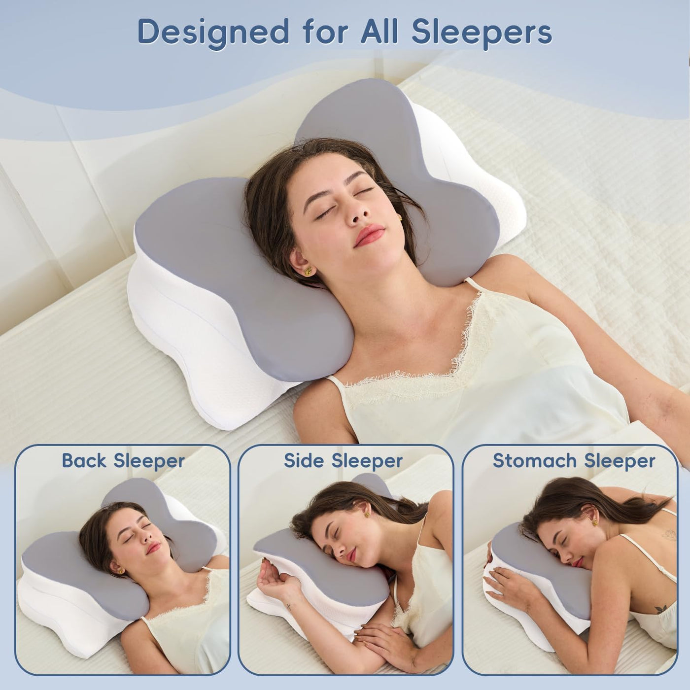 CosBed Almohada cervical para el cuello, almohada de espuma viscoel...
