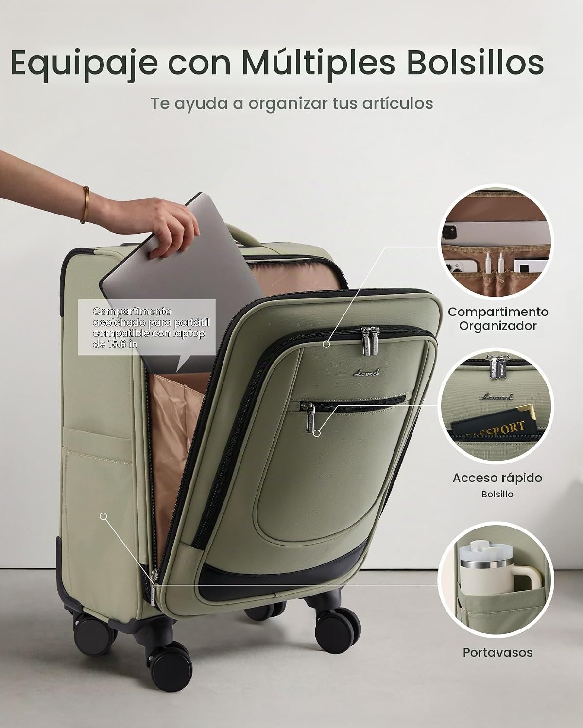 LOVEVOOK Maletas Softside con ruedas para viajes para mujeres y hom...