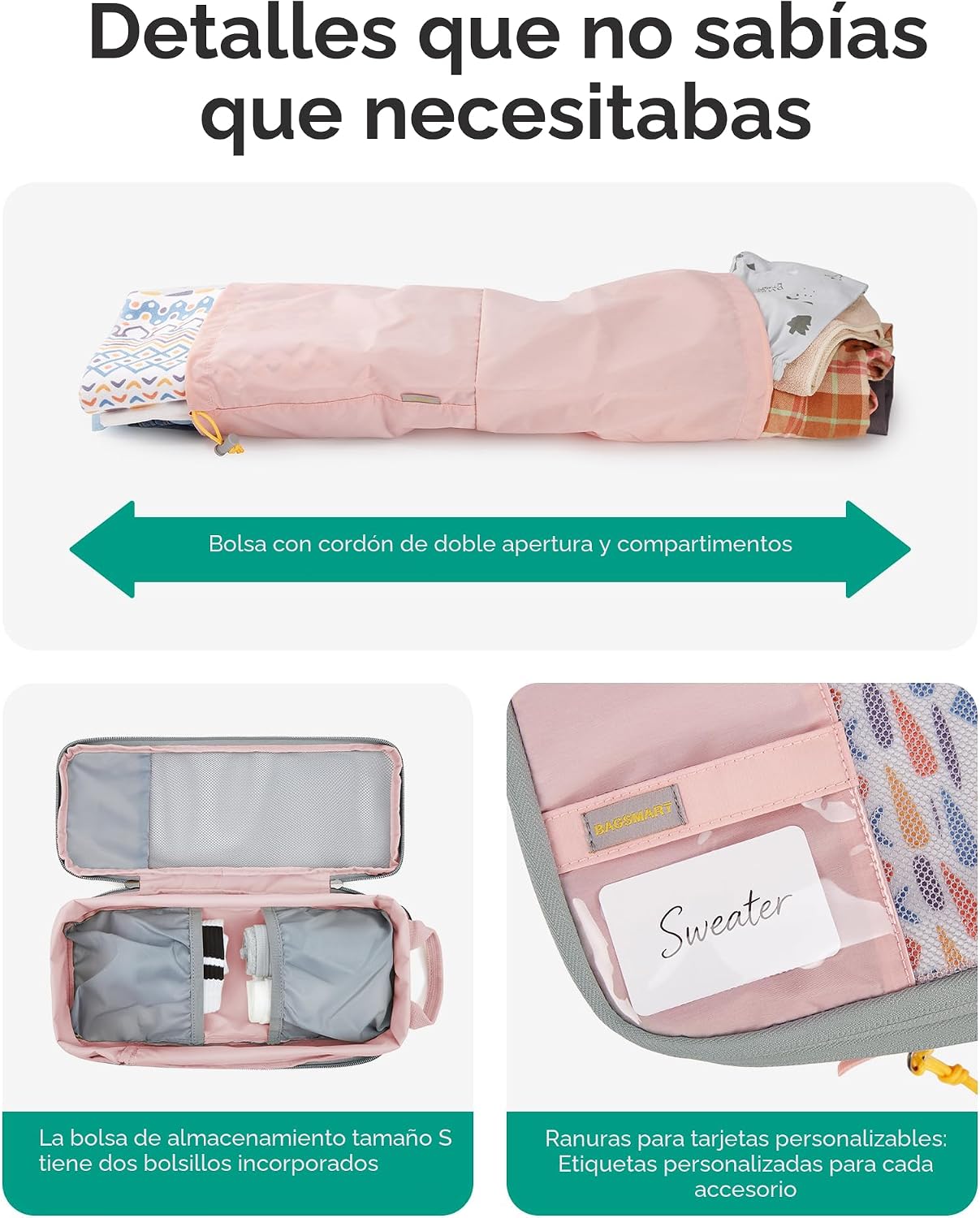 BAGSMART - Juego de 6 cubos de compresión para maletas, juego de 6,...