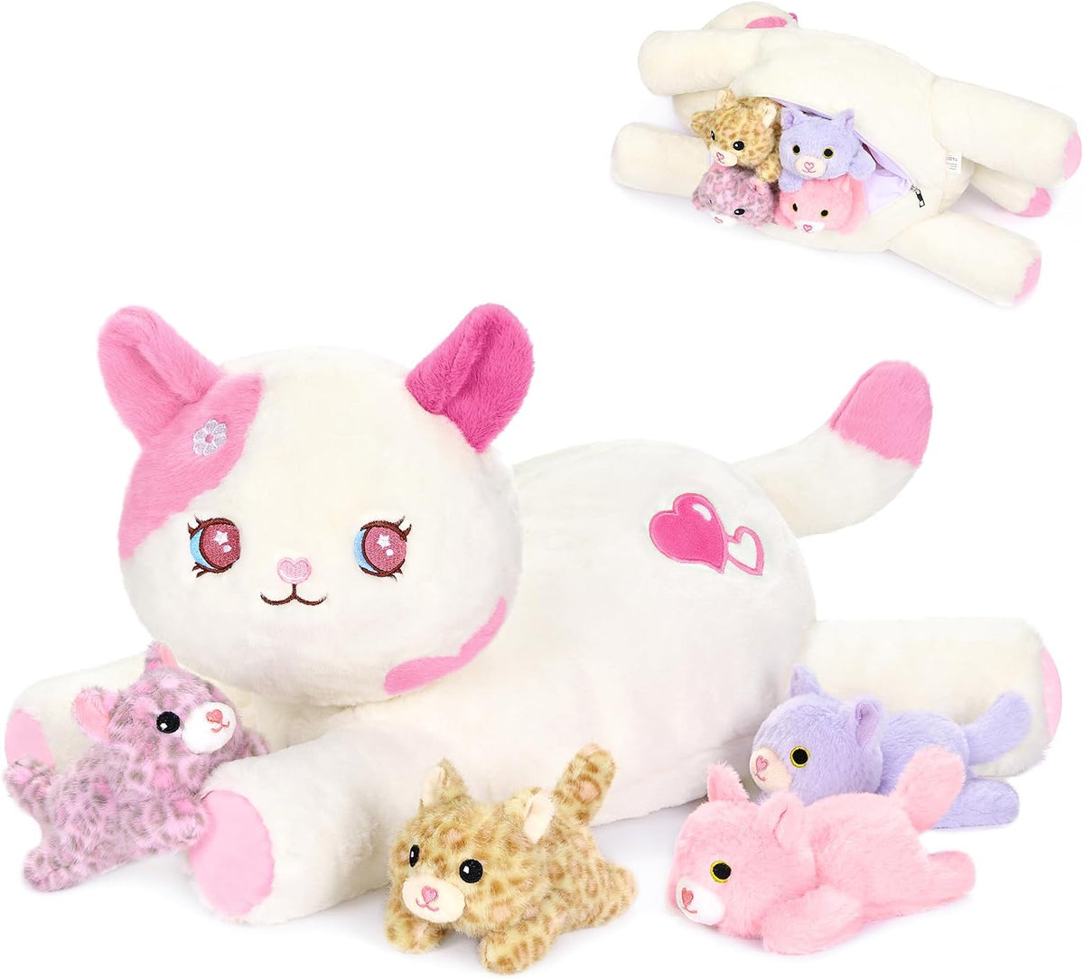 Onsoyours Peluche de gato original de 5 piezas con bebés en el inte...