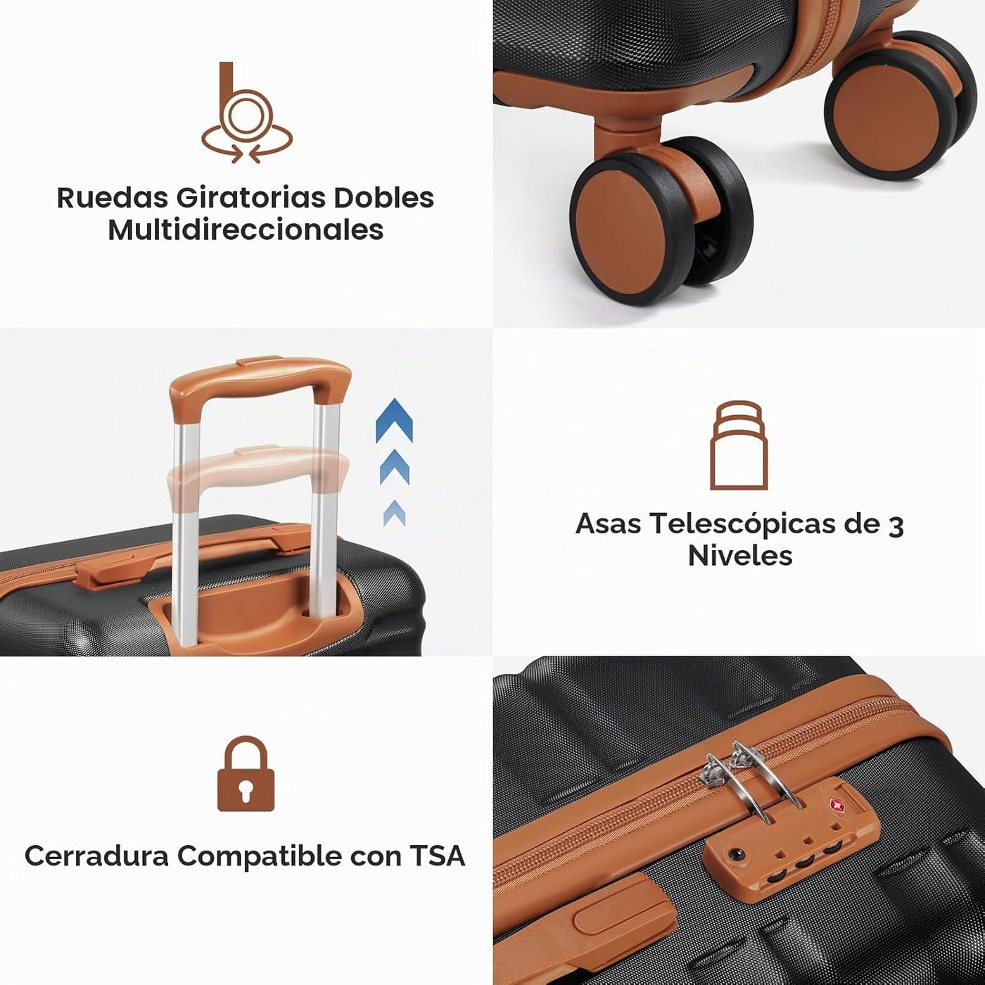 MIUSSE MAX Juego de equipaje de 3 piezas, equipaje de mano de 20 pu...