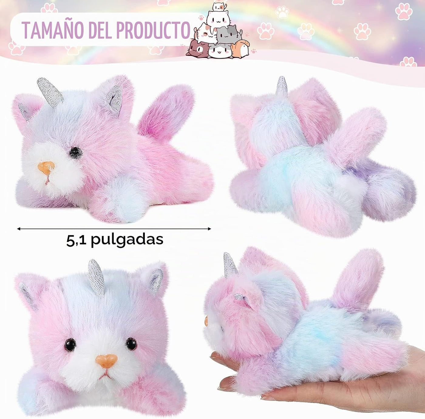 Sumind 8 piezas de animales de peluche de gato a granel, 5 pulgadas...