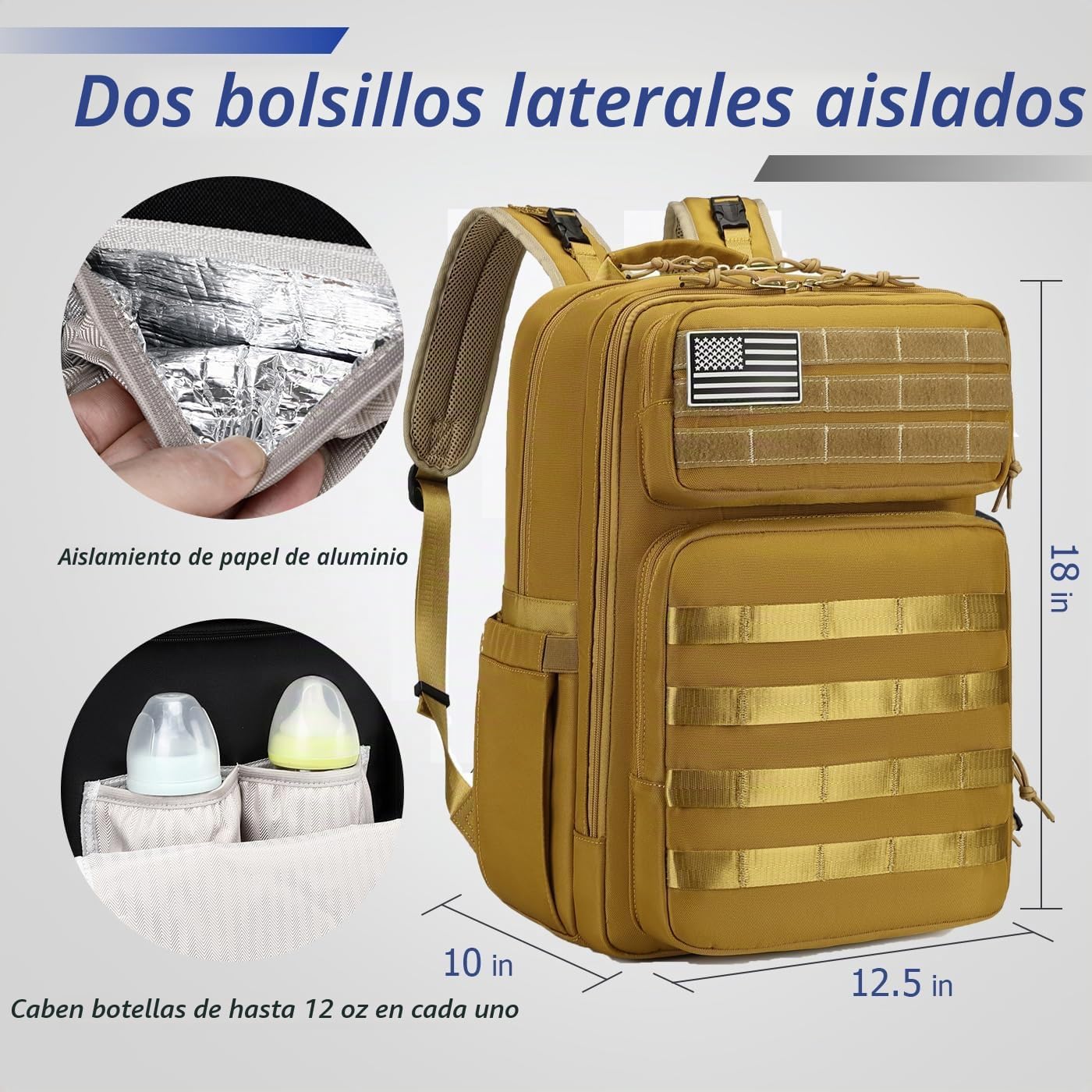 LORADI Mochila grande para pañales para papá, estilo táctico, marró...