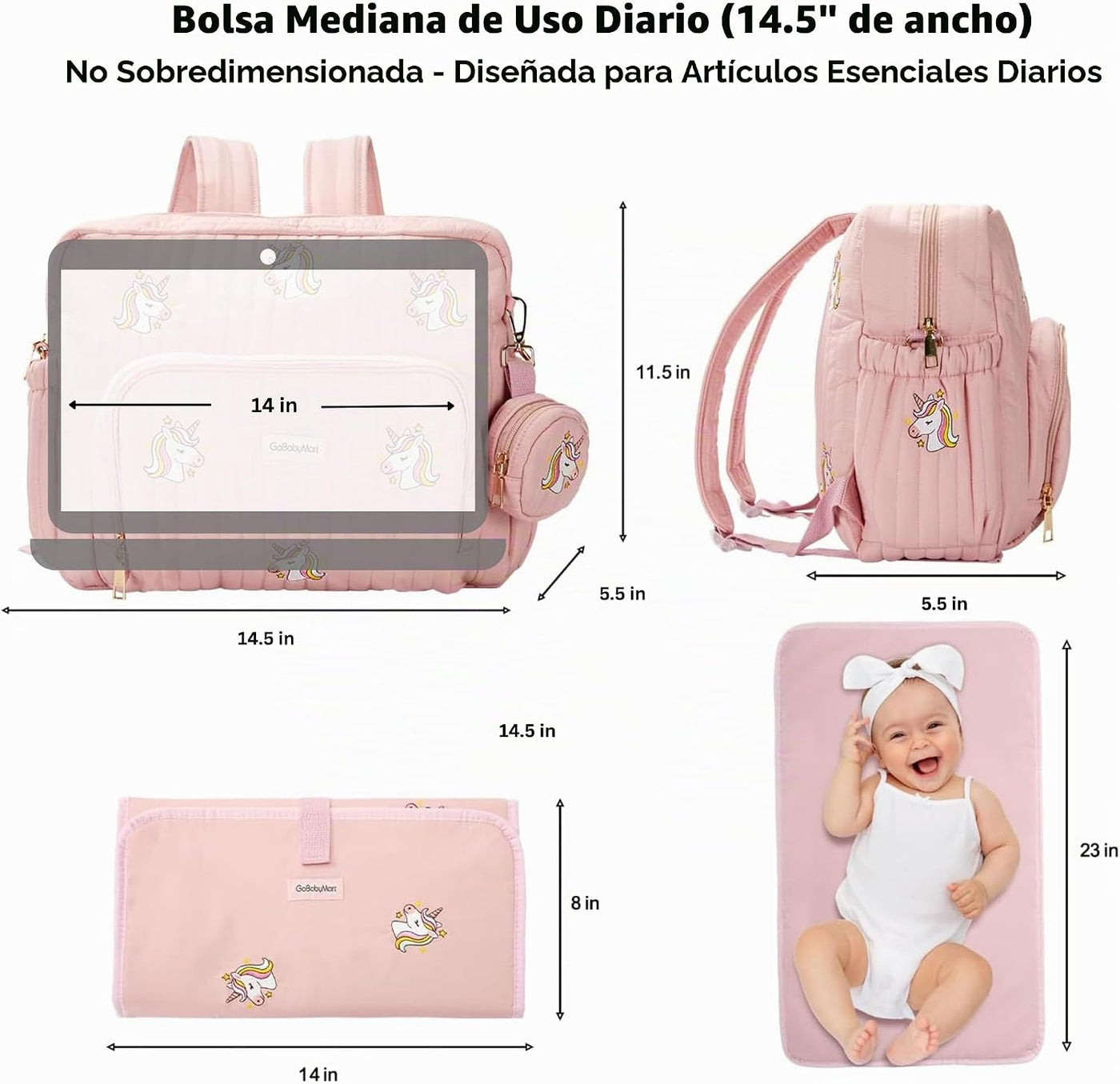 GOBABYMART Mochila para Pañales con Almohadilla Cambiadora - Bolsa...
