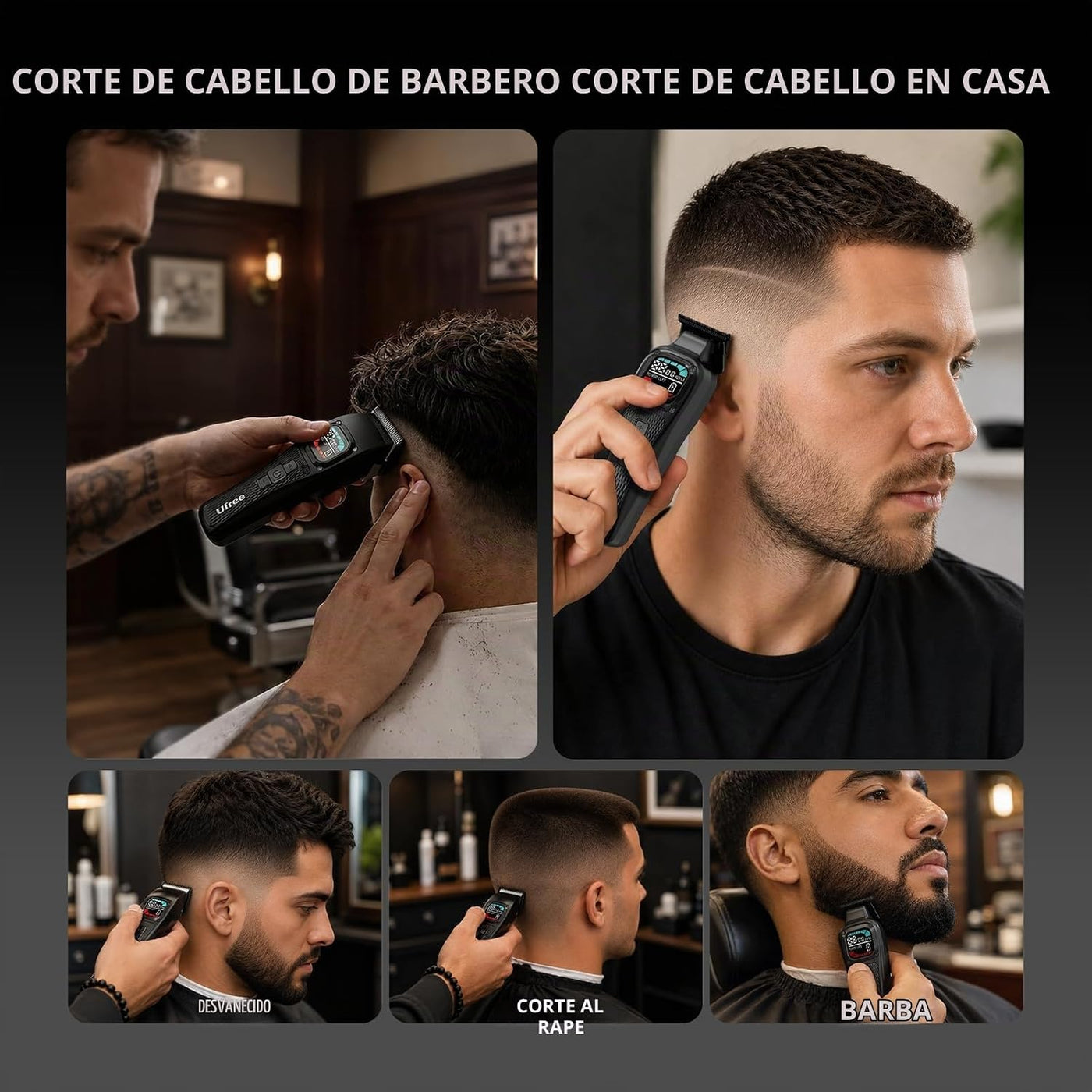 Ufree Cortapelos para hombres, motor sin escobillas de 9000 RPM, cu...