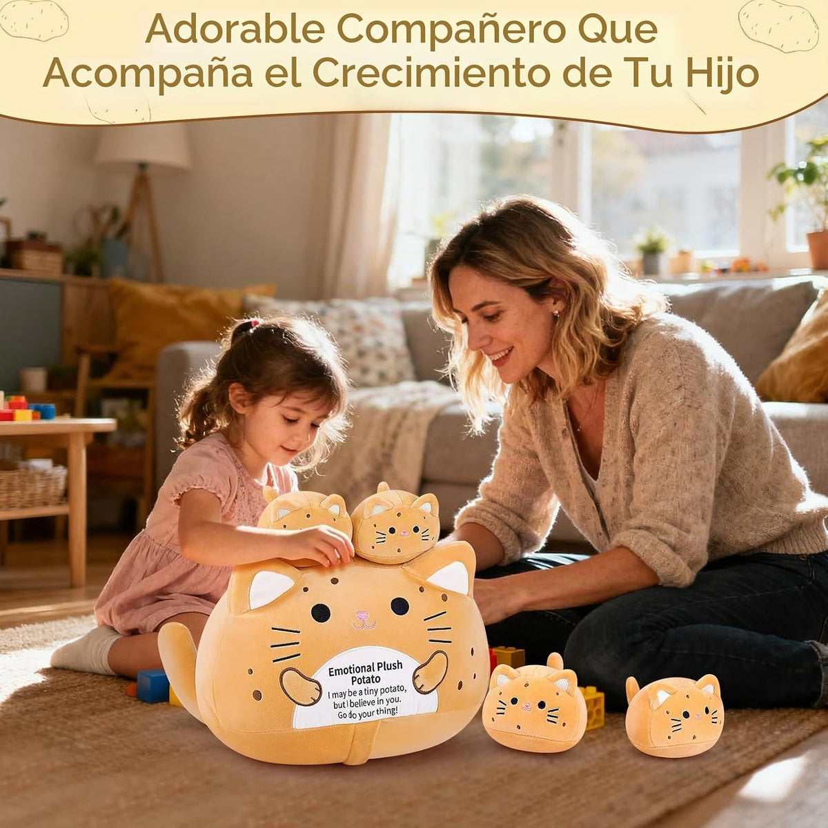 5 PCS Peluche Emocional de Gato Patata Familia de Animales de Peluc...