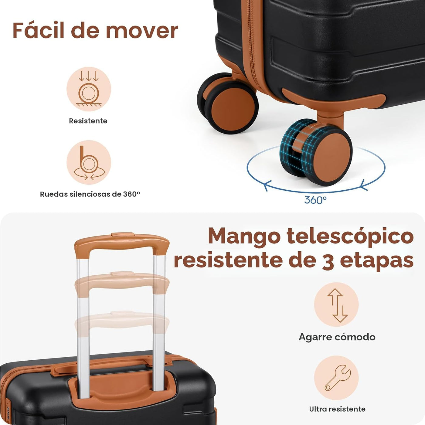 Juego de equipaje de mano de 3 piezas, maleta con bloqueo TSA de 20...