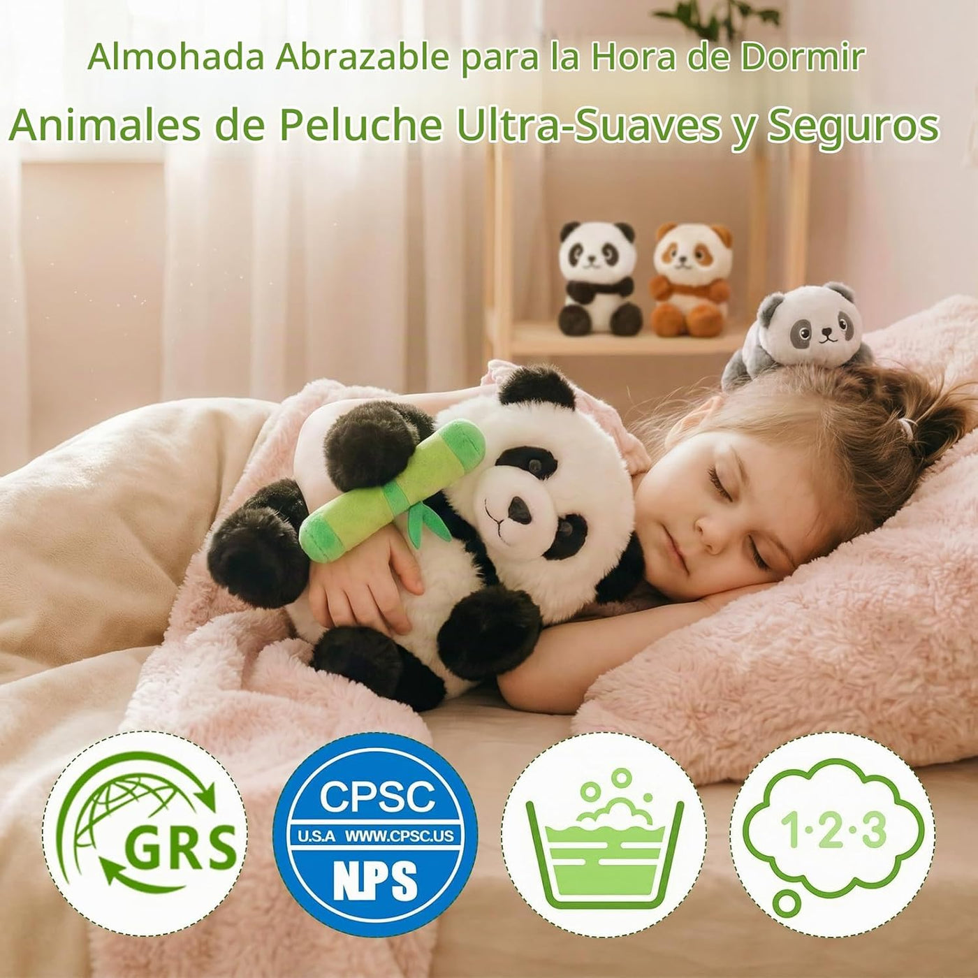 OUOZZZ Animales de peluche de panda con 3 bebés dentro del oso pand...