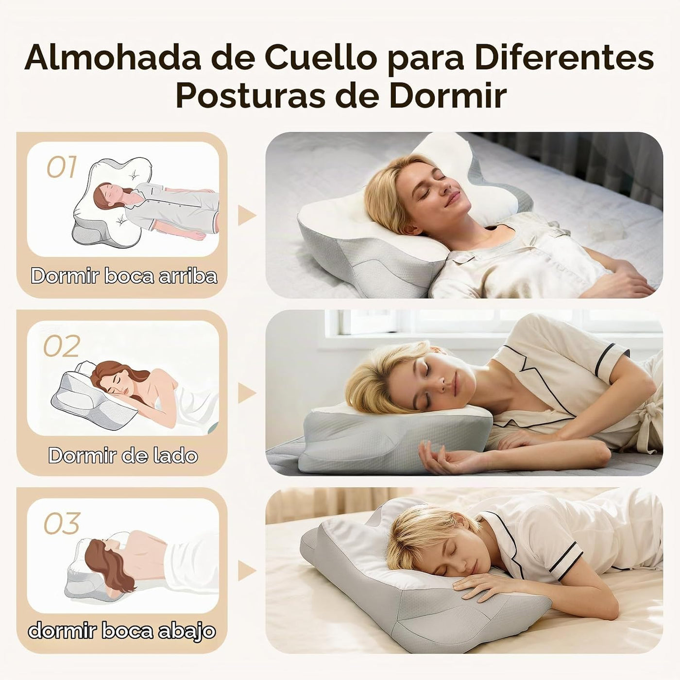 Almohada cervical para cuello y hombro, almohadas ergonómicas de es...