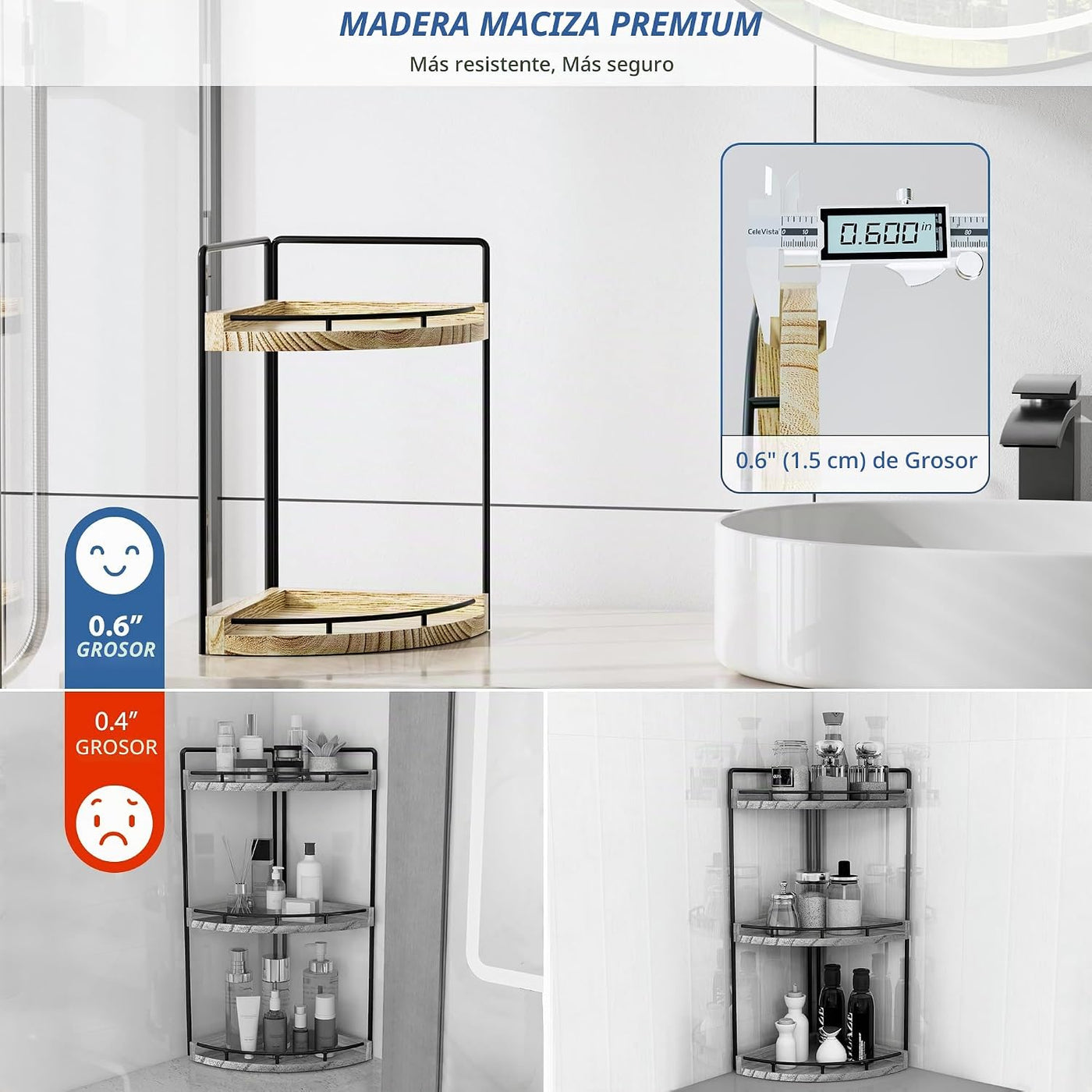 CeleVista Organizador esquinero para encimera de baño, almacenamien...