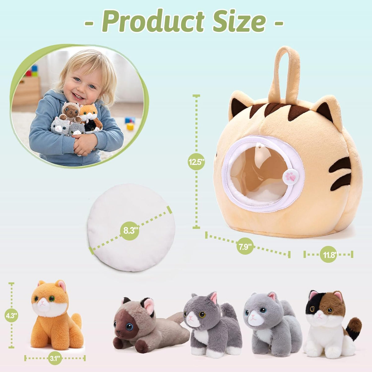 Casa de animales de peluche para gatos con 5 juguetes suaves para n...