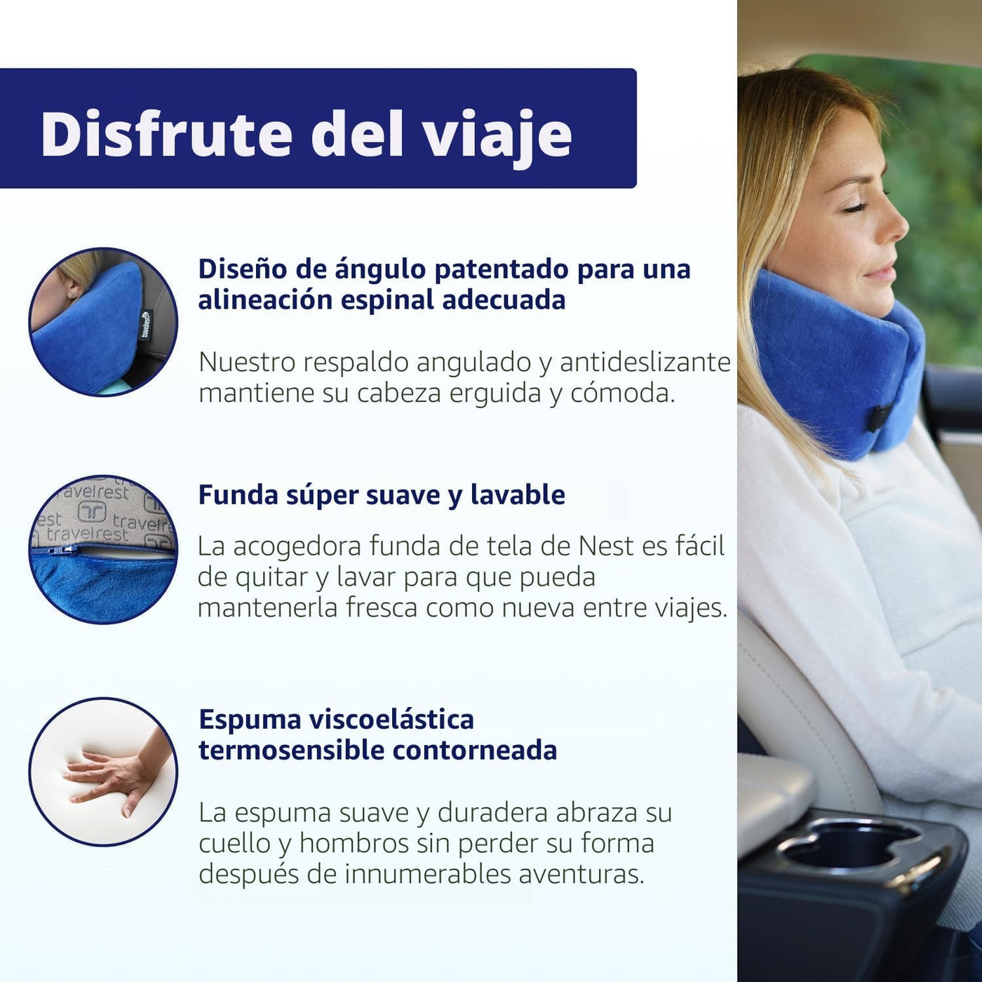 Almohada de apoyo para el cuello TRAVELREST Nest - Esenciales de vi...
