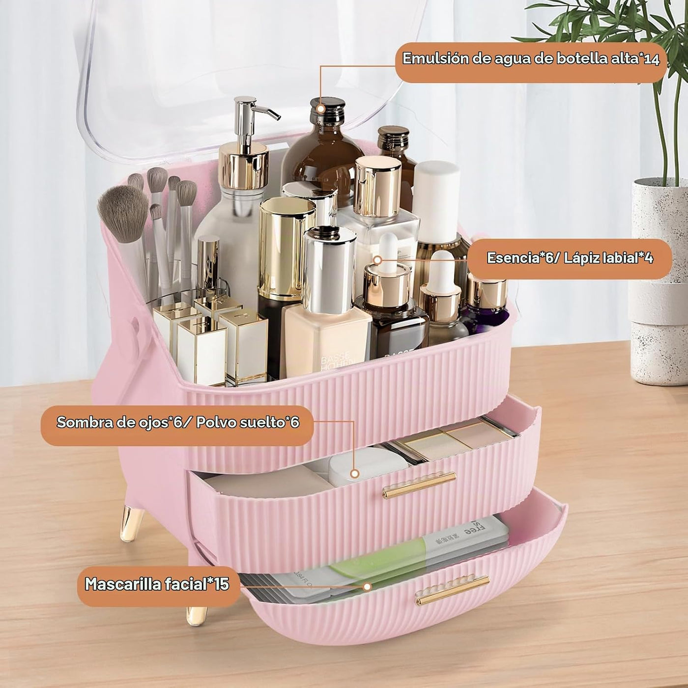 Organizador de maquillaje para tocador, organizador de cosméticos y...