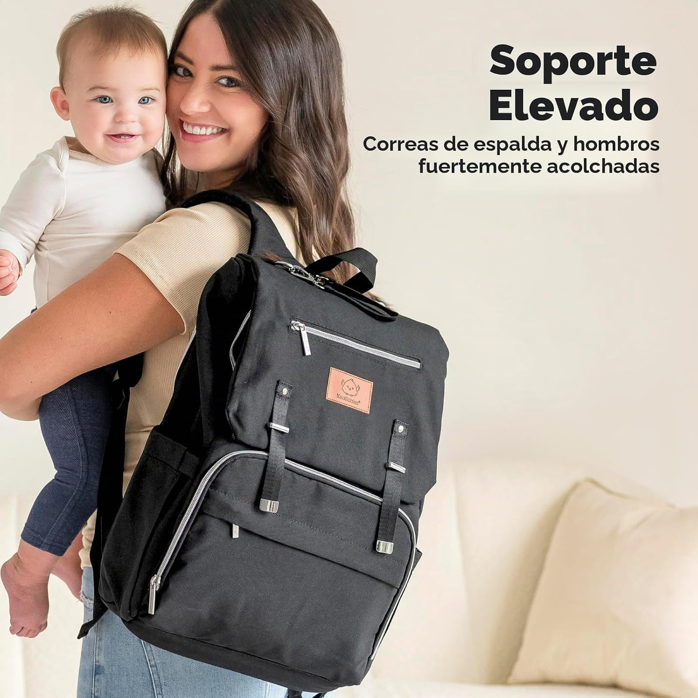 KeaBabies Mochila para pañales para bebé con cambiador, grande (gri...