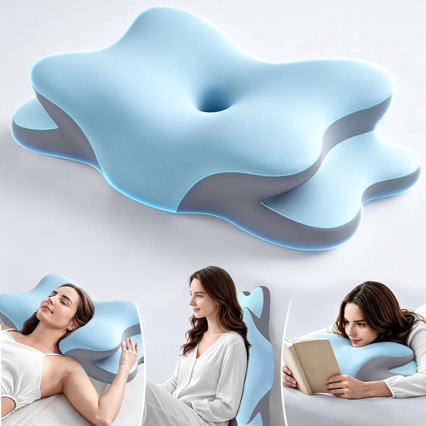 Almohada Ergo para la apnea del sueño, dolor de cuello y alivio de...