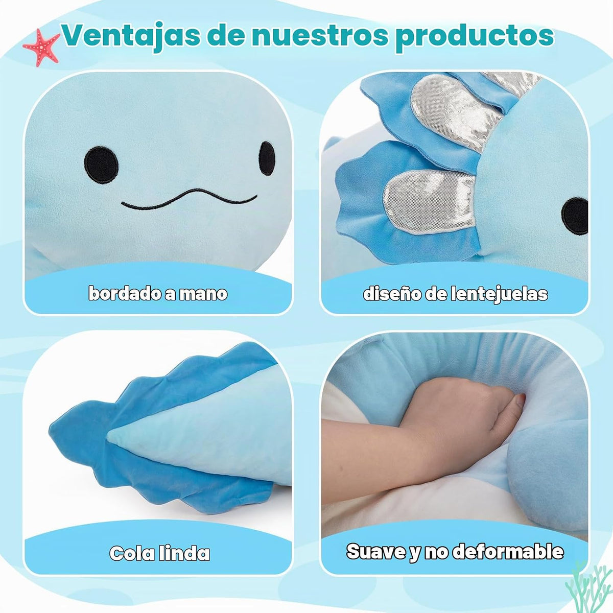 BENINY - Peluche de ajolote azul de 39 pulgadas, animal de peluche...