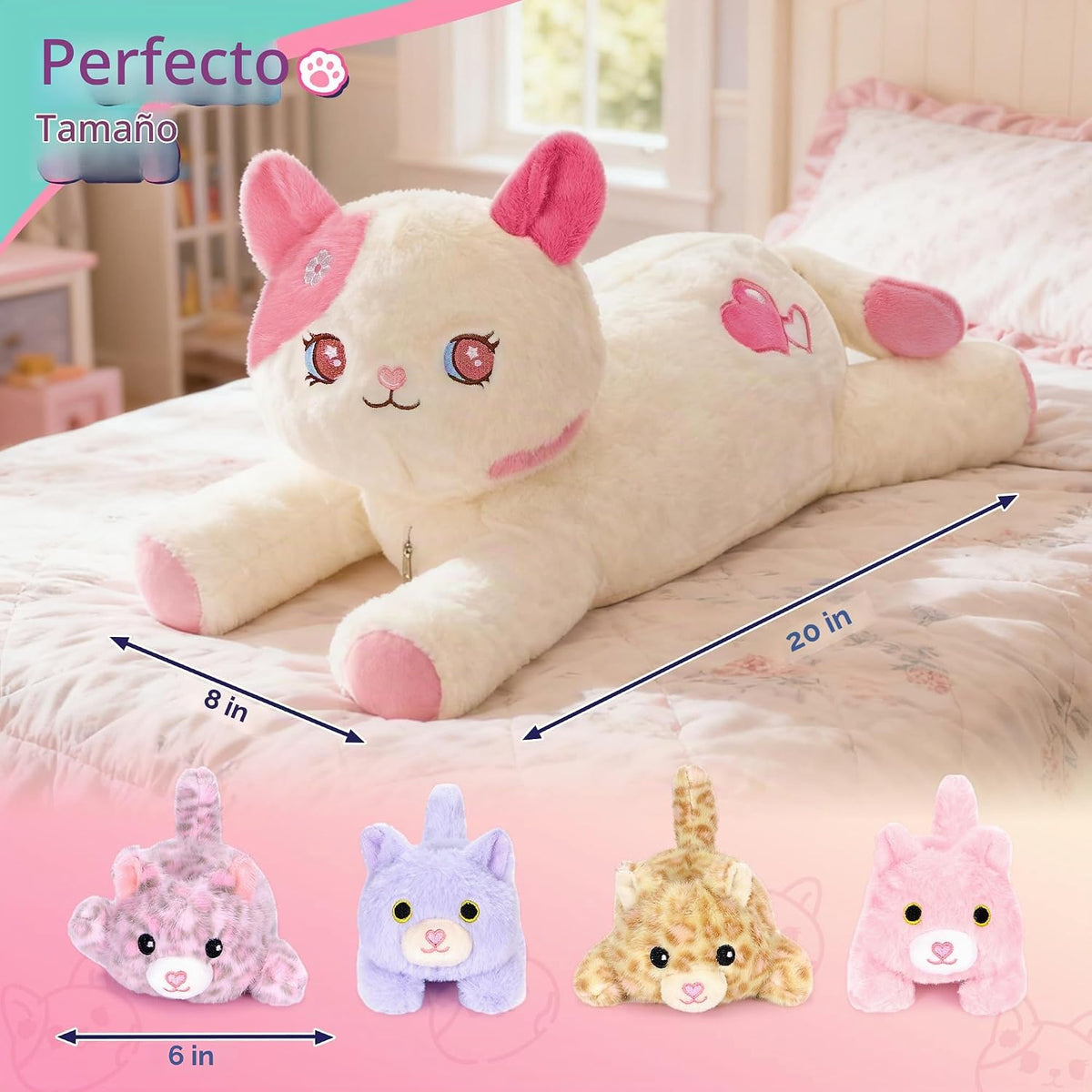 Onsoyours Peluche de gato original de 5 piezas con bebés en el inte...