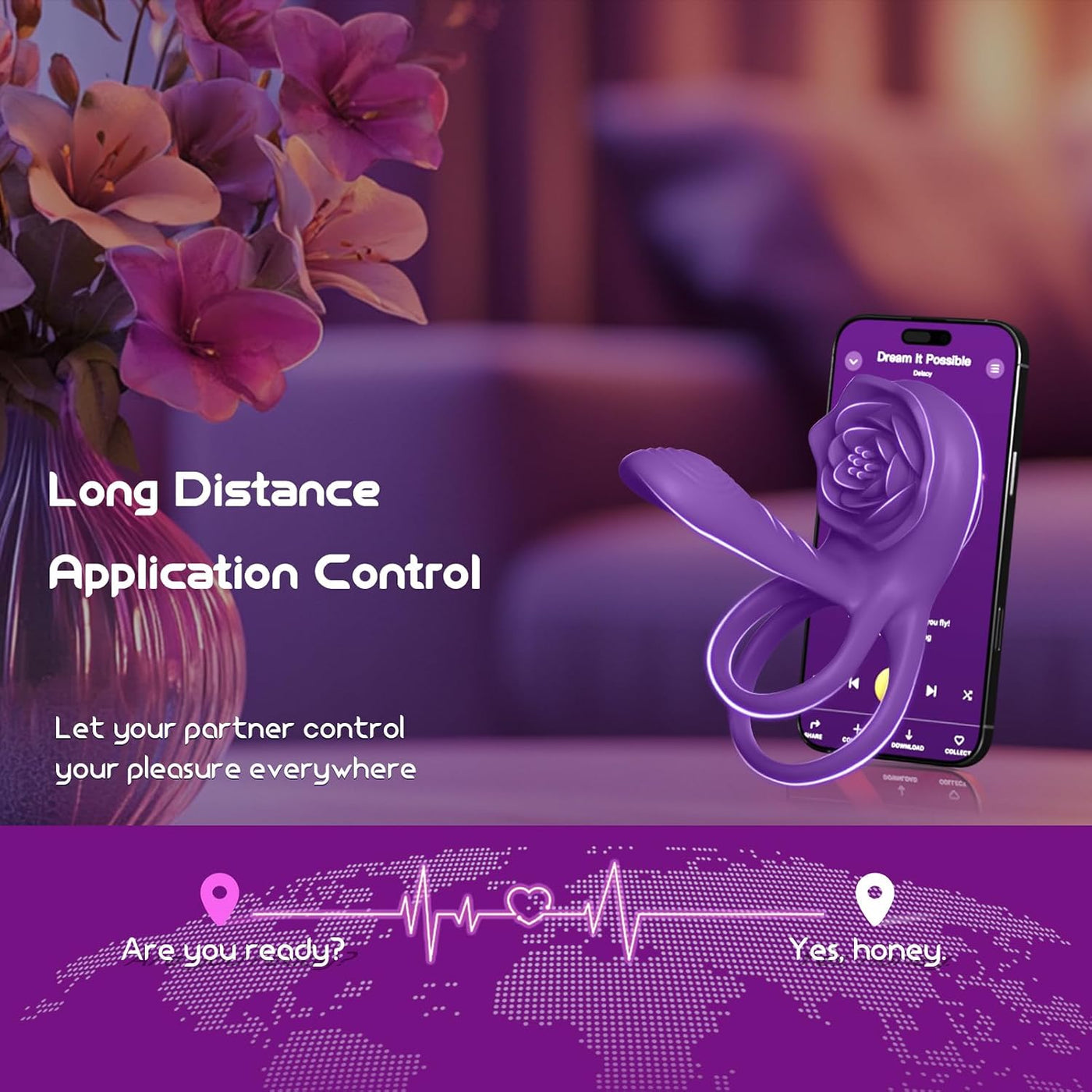 Juguete Sexual Rosa para Hombres y Mujeres - Anillo Vibrador para P...